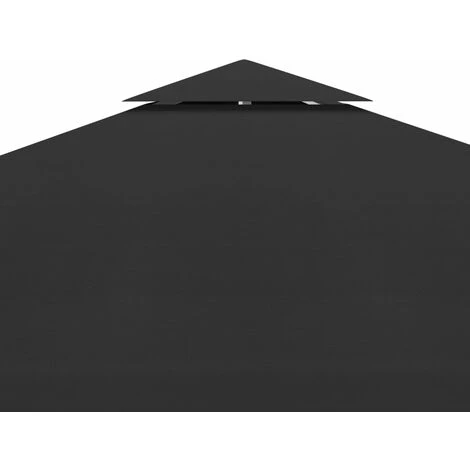VidaXL Toile De Toit De Belvédère 2 Niveaux 310 G/m² 3x3 M Noir - Noir 6 VidaXL Toile De Toit De Belvédère 2 Niveaux 310 G/m² 3x3 M Noir - Noir – Image 4