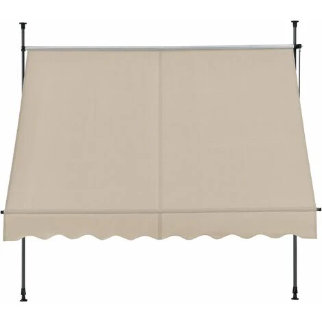 HELLOSHOP26 Brise-soleil Pare-soleil Métal Et Polyester Hauteur Variable Sable 400 X 120 X 200-300 Cm - Métal 4 HELLOSHOP26 Brise-soleil Pare-soleil Métal Et Polyester Hauteur Variable Sable 400 X 120 X 200-300 Cm - Métal – Image 2