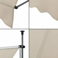 HELLOSHOP26 Brise-soleil Pare-soleil Métal Et Polyester Hauteur Variable Sable 300 X 120 X 200-300 Cm - Métal -Pergola Soldes 30789582 4