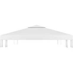 TRUE DEAL Toile De Toit De Belvédère 2 Niveaux 310 G/m² 3x3 M Blanc -Pergola Soldes 30812290 3
