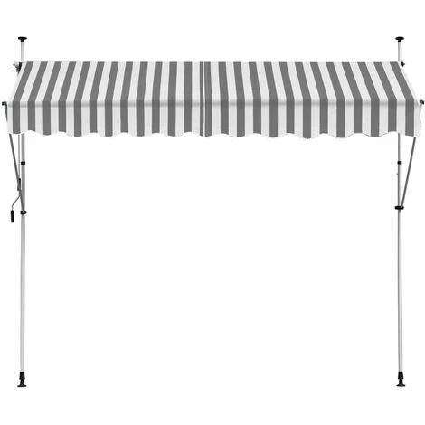 Store Banne Manuel Marquise Jardin Balcon Terrasse Auvent Télescopique 300 Cm Blanc Gris Kingpower 4 Store Banne Manuel Marquise Jardin Balcon Terrasse Auvent Télescopique 300 Cm Blanc Gris Kingpower – Image 2