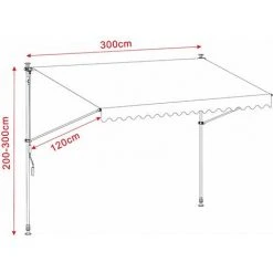 Store Banne Manuel Marquise Jardin Balcon Terrasse Auvent Télescopique 300 Cm Blanc Gris Kingpower 7 Store Banne Manuel Marquise Jardin Balcon Terrasse Auvent Télescopique 300 Cm Blanc Gris Kingpower -Pergola Soldes 31087021 3