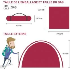 COSTWAY Tente De Camping Étanche 6 Personnes Double Couche Tente Familiale Pour Pique-nique Randonnée 300X300X165CM 11 COSTWAY Tente De Camping Étanche 6 Personnes Double Couche Tente Familiale Pour Pique-nique Randonnée 300X300X165CM -Pergola Soldes 31441029 5