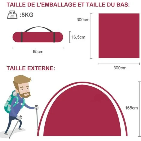 COSTWAY Tente De Camping Étanche 6 Personnes Double Couche Tente Familiale Pour Pique-nique Randonnée 300X300X165CM 7 COSTWAY Tente De Camping Étanche 6 Personnes Double Couche Tente Familiale Pour Pique-nique Randonnée 300X300X165CM â Image 5