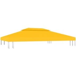 ASUPERMALL Toile De Toit De Belvedere 2 Niveaux 310 G/m² 4x3 M Jaune -Pergola Soldes 31559994 4