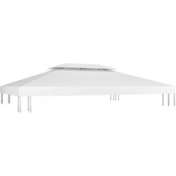 ASUPERMALL Toile De Toit De Belvedere 2 Niveaux 310 G/m² 4x3 M Blanc -Pergola Soldes 31560002 4