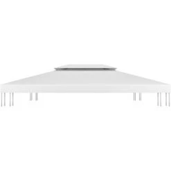 ASUPERMALL Toile De Toit De Belvedere 2 Niveaux 310 G/m² 4x3 M Blanc -Pergola Soldes 31560002 5