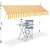 Relaxdays Auvent Rétractable Store 300 Cm Balcon Marquise Soleil Terrasse Hauteur Réglable Sans Perçage, Jaune-blanc -Pergola Soldes 31795566 1