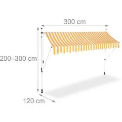 Relaxdays Auvent Rétractable Store 300 Cm Balcon Marquise Soleil Terrasse Hauteur Réglable Sans Perçage, Jaune-blanc 11 Relaxdays Auvent Rétractable Store 300 Cm Balcon Marquise Soleil Terrasse Hauteur Réglable Sans Perçage, Jaune-blanc -Pergola Soldes 31795566 5