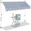 Relaxdays Auvent Rétractable 250 Cm Store Balcon Marquise Soleil Terrasse Hauteur Réglable Sans Perçage, Bleu-blanc -Pergola Soldes 31795591 1