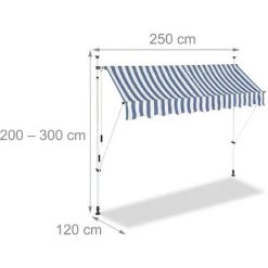 Relaxdays Auvent Rétractable 250 Cm Store Balcon Marquise Soleil Terrasse Hauteur Réglable Sans Perçage, Bleu-blanc 10 Relaxdays Auvent Rétractable 250 Cm Store Balcon Marquise Soleil Terrasse Hauteur Réglable Sans Perçage, Bleu-blanc -Pergola Soldes 31795591 4