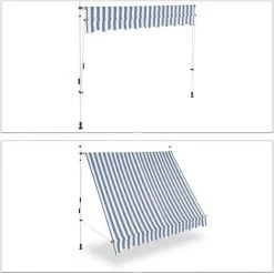 Relaxdays Auvent Rétractable 250 Cm Store Balcon Marquise Soleil Terrasse Hauteur Réglable Sans Perçage, Bleu-blanc 11 Relaxdays Auvent Rétractable 250 Cm Store Balcon Marquise Soleil Terrasse Hauteur Réglable Sans Perçage, Bleu-blanc -Pergola Soldes 31795591 5
