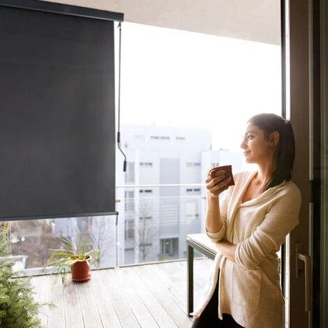 Relaxdays Auvent Perpendiculaire, 250x160 Cm, Protection Solaire, Privée, Balcon Et Terrasse, Manivelle, Anthracite. 6 Relaxdays Auvent Perpendiculaire, 250x160 Cm, Protection Solaire, Privée, Balcon Et Terrasse, Manivelle, Anthracite. – Image 4