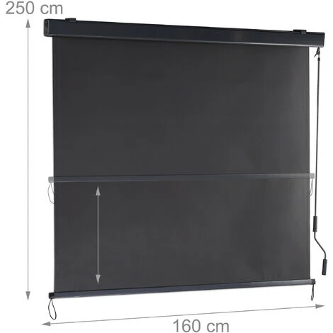 Relaxdays Auvent Perpendiculaire, 250x160 Cm, Protection Solaire, Privée, Balcon Et Terrasse, Manivelle, Anthracite. 7 Relaxdays Auvent Perpendiculaire, 250x160 Cm, Protection Solaire, Privée, Balcon Et Terrasse, Manivelle, Anthracite. – Image 5