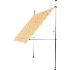 Store Banne Téléscopique Acier Polyester 150x120x200-300cm Jaune Blanc [pro.tec] -Pergola Soldes 31908376 3