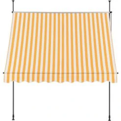 Store Banne Téléscopique Acier Polyester 150x120x200-300cm Jaune Blanc [pro.tec] -Pergola Soldes 31908376 4