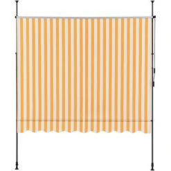 Store Banne Téléscopique Acier Polyester 150x120x200-300cm Jaune Blanc [pro.tec] -Pergola Soldes 31908376 5