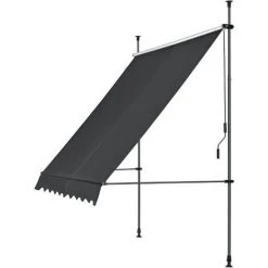 Store Banne Téléscopique Acier Polyester 400 X 120 X 200-300 Cm Noir [pro.tec] -Pergola Soldes 31908531 3
