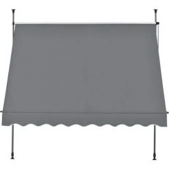 Store Banne Téléscopique Acier Polyester 350 X 120 X 200-300 Cm Gris Ardoise [pro.tec] -Pergola Soldes 31908635 4