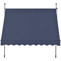 Store Banne Téléscopique Acier Polyester 400 X 120 X 200-300 Cm Bleu Foncé [pro.tec] -Pergola Soldes 31908696 4