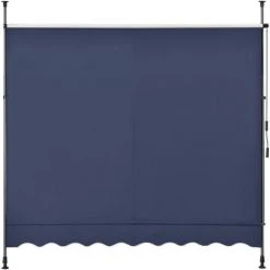 Store Banne Téléscopique Acier Polyester 400 X 120 X 200-300 Cm Bleu Foncé [pro.tec] -Pergola Soldes 31908696 5