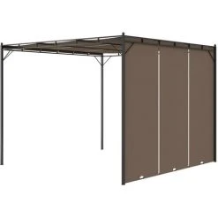 VidaXL Belvédère De Jardin Avec Rideau Latéral 3x3x2,25 M Taupe - Taupe -Pergola Soldes 31975815 5