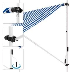 Store Banne Terrasse Auvent à Pince Rétractable 250x120 Cm Bleu Blanc ML-Design -Pergola Soldes 32022099 3