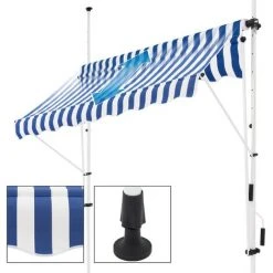 Store Banne Terrasse Auvent à Pince Rétractable 250x120 Cm Bleu Blanc ML-Design -Pergola Soldes 32022099 4
