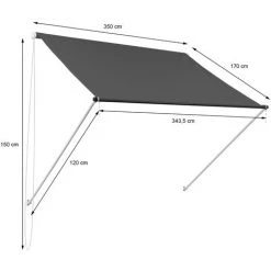 Auvent De Fenêtre Store Abri De Soleil Balcon Anthracite 3,5 X 1,2 M ML-Design 11 Auvent De Fenêtre Store Abri De Soleil Balcon Anthracite 3,5 X 1,2 M ML-Design -Pergola Soldes 32040591 5
