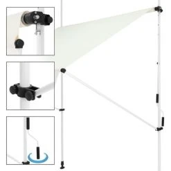 Store Banne Terrasse Patio Auvent à Pince Rétractable 350x120 Cm Beige ML-Design -Pergola Soldes 32040666 3