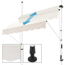 Store Banne Terrasse Patio Auvent à Pince Rétractable 350x120 Cm Beige ML-Design -Pergola Soldes 32040666 4