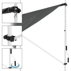 Store Banne Terrasse Balcon Auvent Rétractable Réglable 200x120cm Gris ML-Design -Pergola Soldes 32040698 3