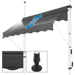 Store Banne Terrasse Balcon Auvent Rétractable Réglable 250x120cm Gris ML-Design -Pergola Soldes 32040710 4