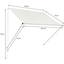 Auvent De Fenêtre Store Abri De Soleil Balcon Jardin Beige 3,5 X 1,2 M ML-Design 11 Auvent De Fenêtre Store Abri De Soleil Balcon Jardin Beige 3,5 X 1,2 M ML-Design -Pergola Soldes 32088780 5