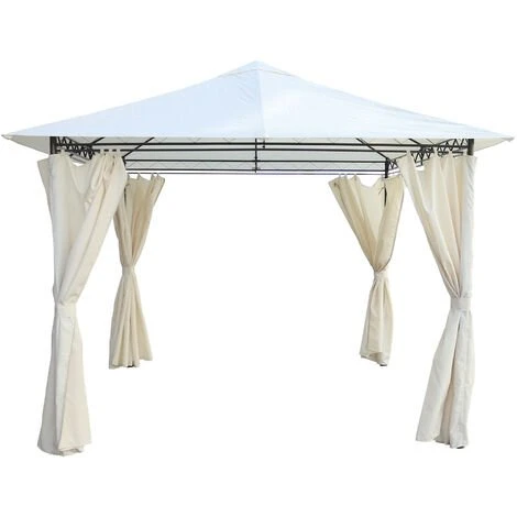 Tonnelle De Jardin Gazebo Tente Pour Extérieur Acier Chillvert Milos 295x295x250 Cm Rideaux Beige 3 Tonnelle De Jardin Gazebo Tente Pour Extérieur Acier Chillvert Milos 295x295x250 Cm Rideaux Beige