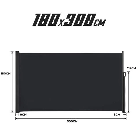 FRANKYSTAR Rideau Latéral 300x180H Cm. Pare-vent Avec Système De Rétraction Automatique. Cadre En Aluminium. Couleur Gris Anthracite. 4 FRANKYSTAR Rideau Latéral 300x180H Cm. Pare-vent Avec Système De Rétraction Automatique. Cadre En Aluminium. Couleur Gris Anthracite. – Image 2