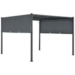 Pergola Fortaleza LED Solaire Acier Polyester 400 X 300 Cm Gris Foncé [en.casa] -Pergola Soldes 32381223 3