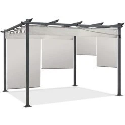 IDMARKET Pergola édition Spéciale Toit Rétractable 3x4 M Et 4 Stores écrue - Ecru -Pergola Soldes 32614163 2