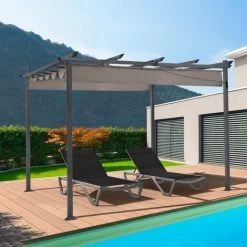 IDMARKET Pergola édition Spéciale Toit Rétractable 3x4 M Et 4 Stores Taupe 11 IDMARKET Pergola édition Spéciale Toit Rétractable 3x4 M Et 4 Stores Taupe -Pergola Soldes 32614169 5
