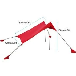 ASUPERMALL Auvent De Tente De Plage Avec Sacs De Sable Pour Le Camping, La Peche, La Randonnee, Le Parc De Plage Arriere, 210 * 170 * 150Cm, Rouge 9 ASUPERMALL Auvent De Tente De Plage Avec Sacs De Sable Pour Le Camping, La Peche, La Randonnee, Le Parc De Plage Arriere, 210 * 170 * 150Cm, Rouge -Pergola Soldes 32804659 4