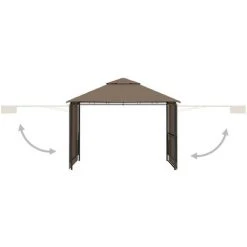 ASUPERMALL Belvedere Et Double Toits Etentus 3x3x2,75 M Taupe 180g/m² -Pergola Soldes 32956419 4
