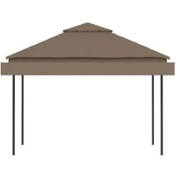 ASUPERMALL Belvedere Et Double Toits Etentus 3x3x2,75 M Taupe 180g/m² -Pergola Soldes 32956419 5