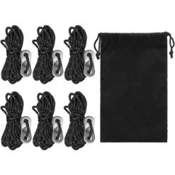 HAPPYSHOPPING Accessoires De Tente D'auvent De Boucle De Corde De Vent De Polyester Noir