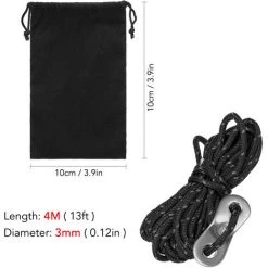 HAPPYSHOPPING Accessoires De Tente D'auvent De Boucle De Corde De Vent De Polyester Noir -Pergola Soldes 33108400 3