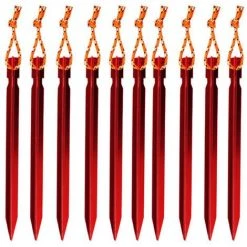 BETTERLIFE Hiker Piquets Tente, Sardines Tente Camping 18 Cm Avec Pochette De Rangement, Lot De 10（rouge）
