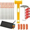 BETTERLIFE Lot De 10 Clous De Sol Pour Tente, Avec Corde Coupe-Vent, Extracteur De Clous, Marteau En Plastique, Boucle à Double œil, Pour La Tente De Camping En Plein Air, Les Auvents, La Randonnée.（Argent） -Pergola Soldes 33190499 1