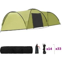 TRUE DEAL Tente Igloo De Camping 650x240x190 Cm 8 Personnes Vert -Pergola Soldes 33195398 2