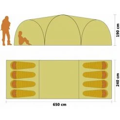 TRUE DEAL Tente Igloo De Camping 650x240x190 Cm 8 Personnes Vert -Pergola Soldes 33195398 3