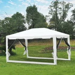 MH Tonnelle Tente De Réception Avec Moustiquaires Party Blanc -Pergola Soldes 33195543 3