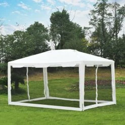 MH Tonnelle Tente De Réception Avec Moustiquaires Party Blanc -Pergola Soldes 33195543 4